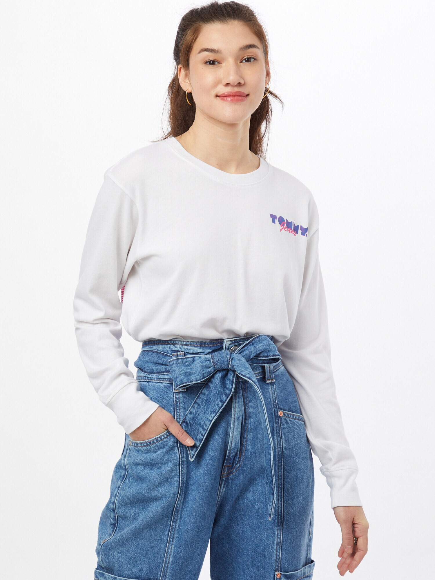 Tommy Jeans Tričko tmavofialová / červená / biela - Pepit.sk