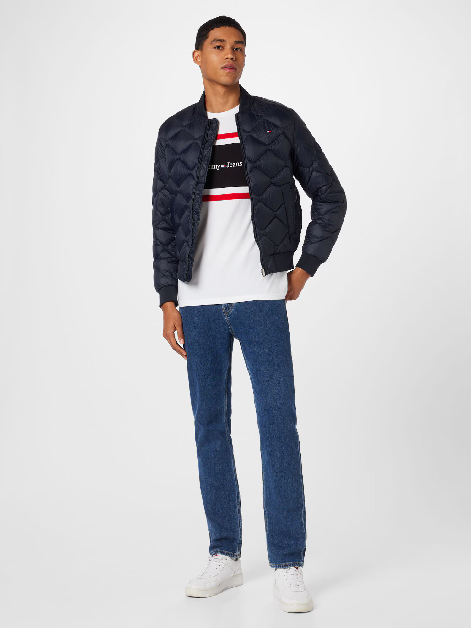 Tommy Jeans Tričko tmavomodrá / červená / čierna / šedobiela - Pepit.sk