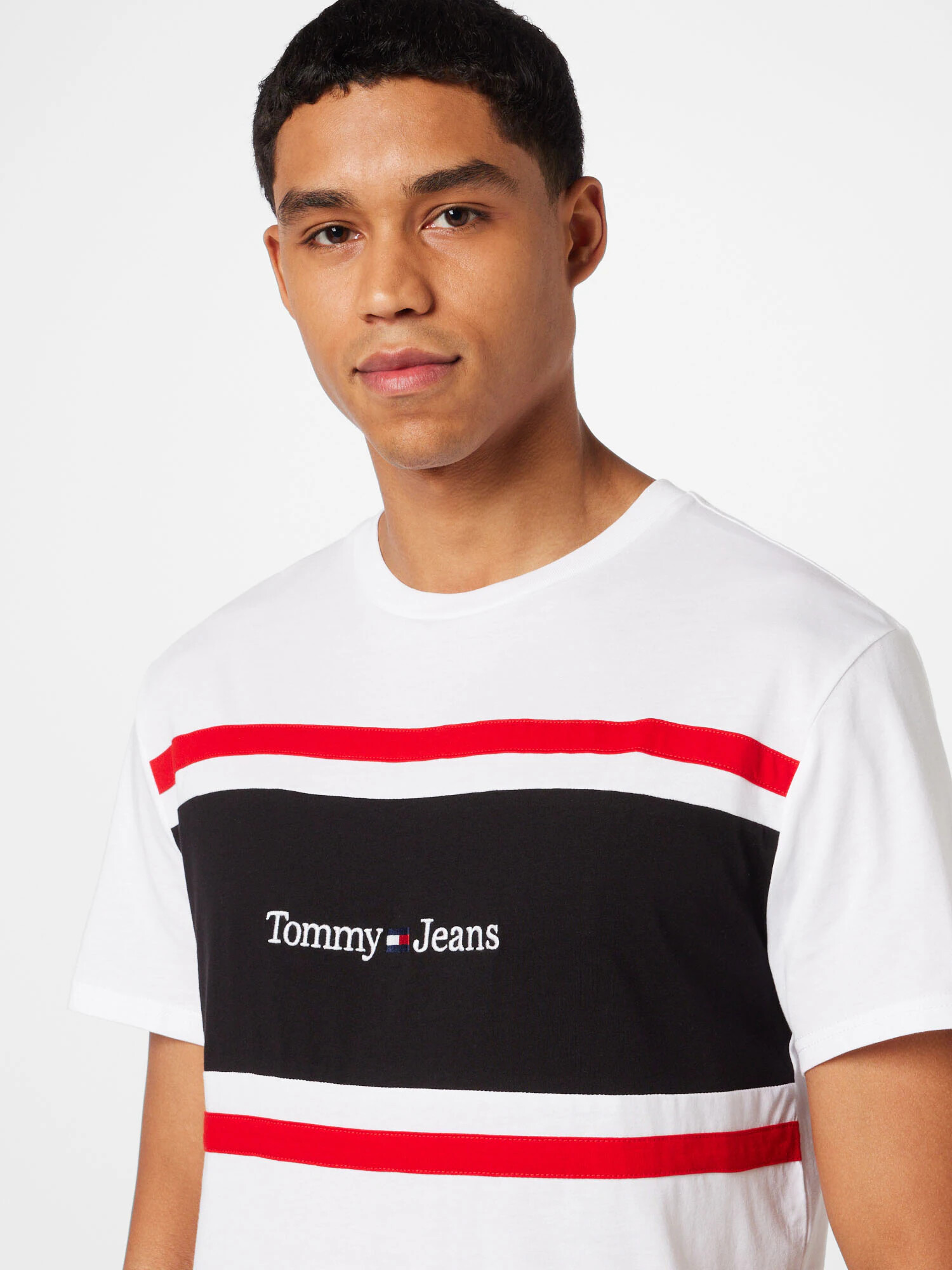 Tommy Jeans Tričko tmavomodrá / červená / čierna / šedobiela - Pepit.sk