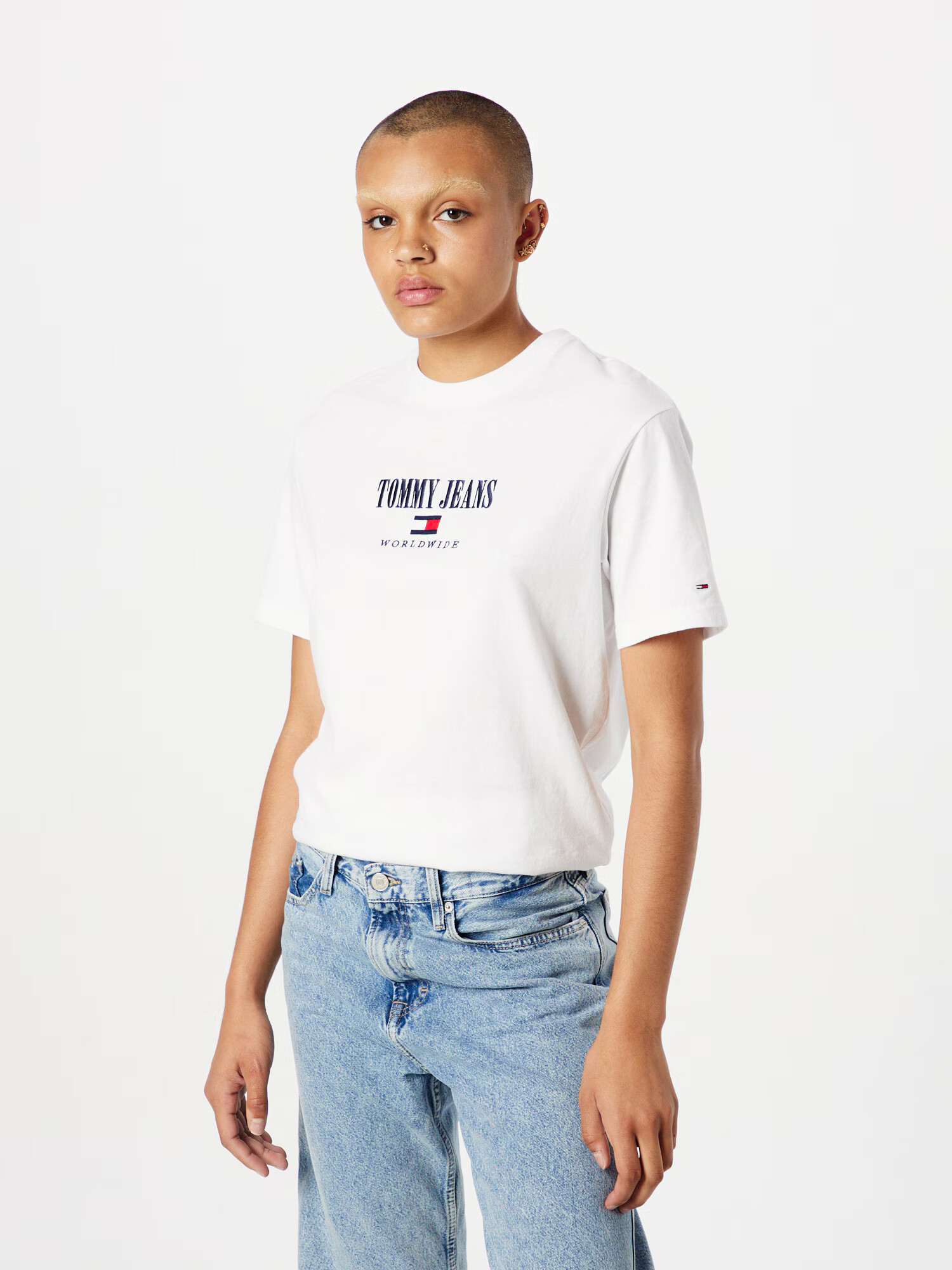 Tommy Jeans Tričko tmavomodrá / červená / šedobiela - Pepit.sk