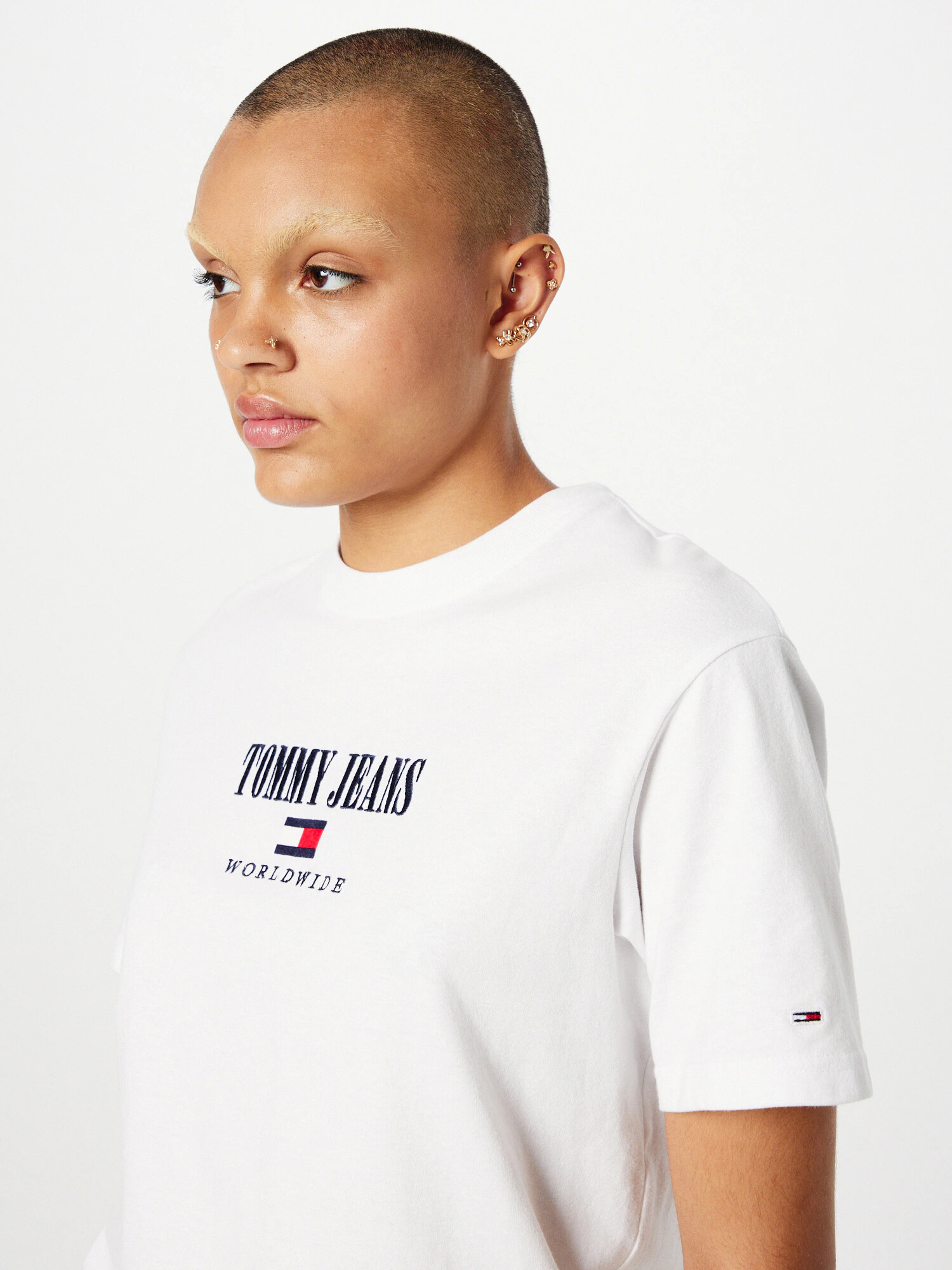 Tommy Jeans Tričko tmavomodrá / červená / šedobiela - Pepit.sk