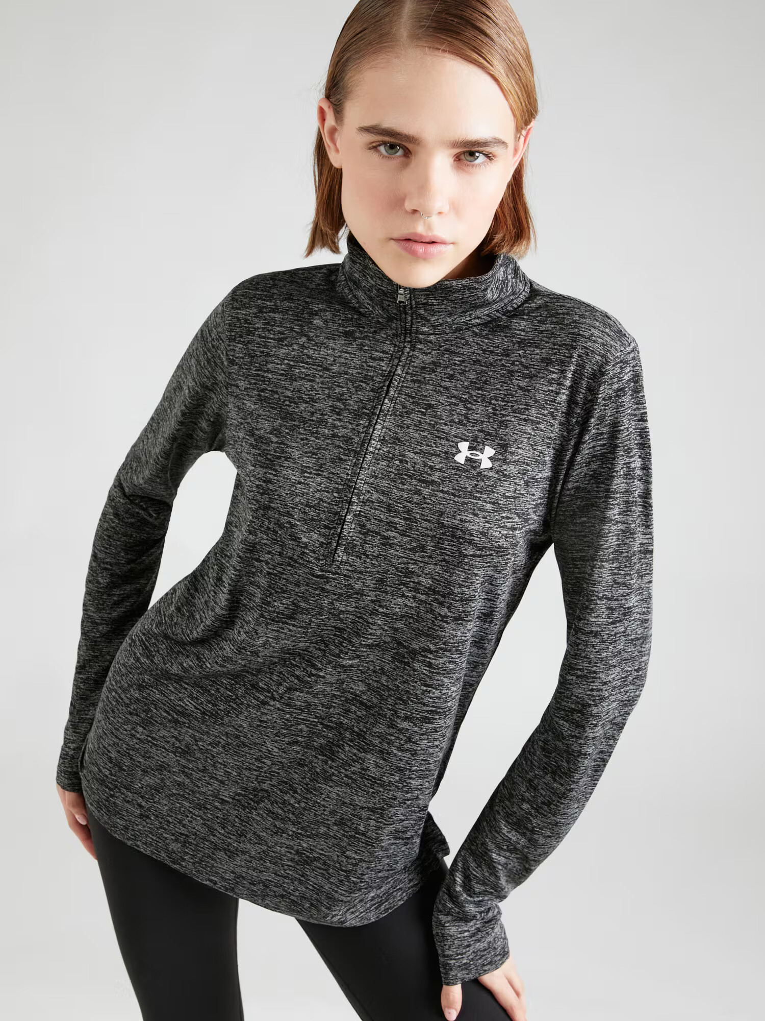 UNDER ARMOUR Funkčné tričko čierna melírovaná / biela - Pepit.sk