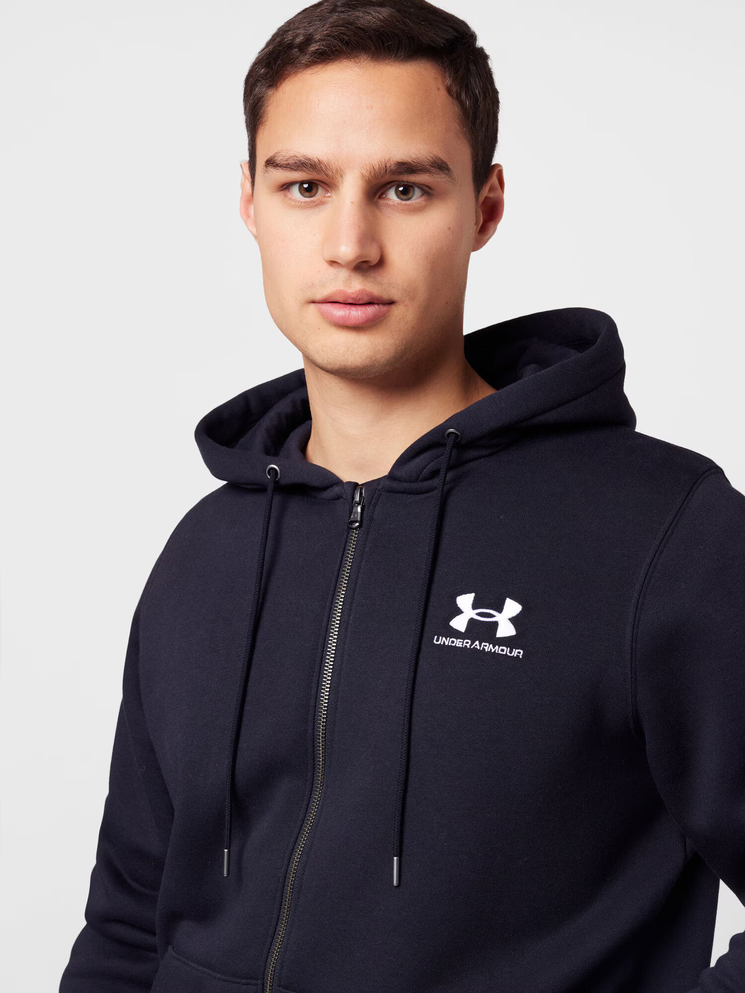 UNDER ARMOUR Športová mikina so zipsom 'Essential' čierna / biela - Pepit.sk