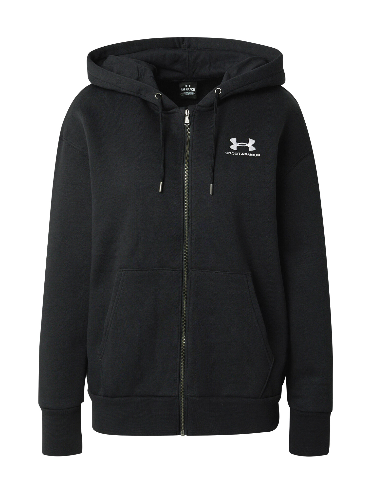 UNDER ARMOUR Športová mikina so zipsom 'Essential' čierna / biela - Pepit.sk