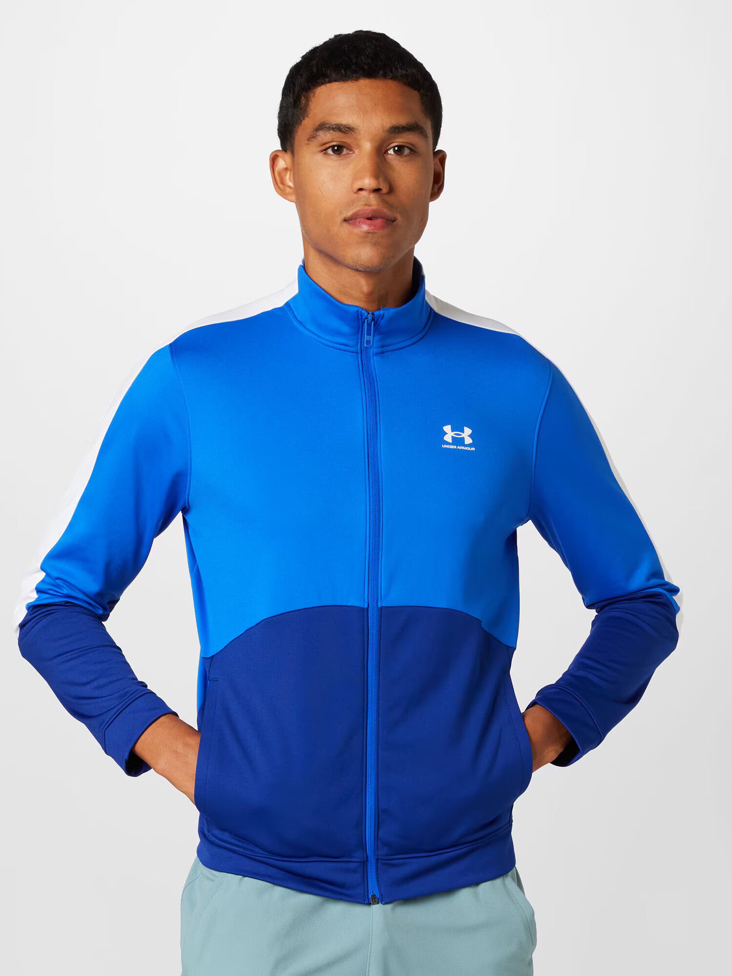 UNDER ARMOUR Športová mikina so zipsom modrá / tmavomodrá / biela - Pepit.sk