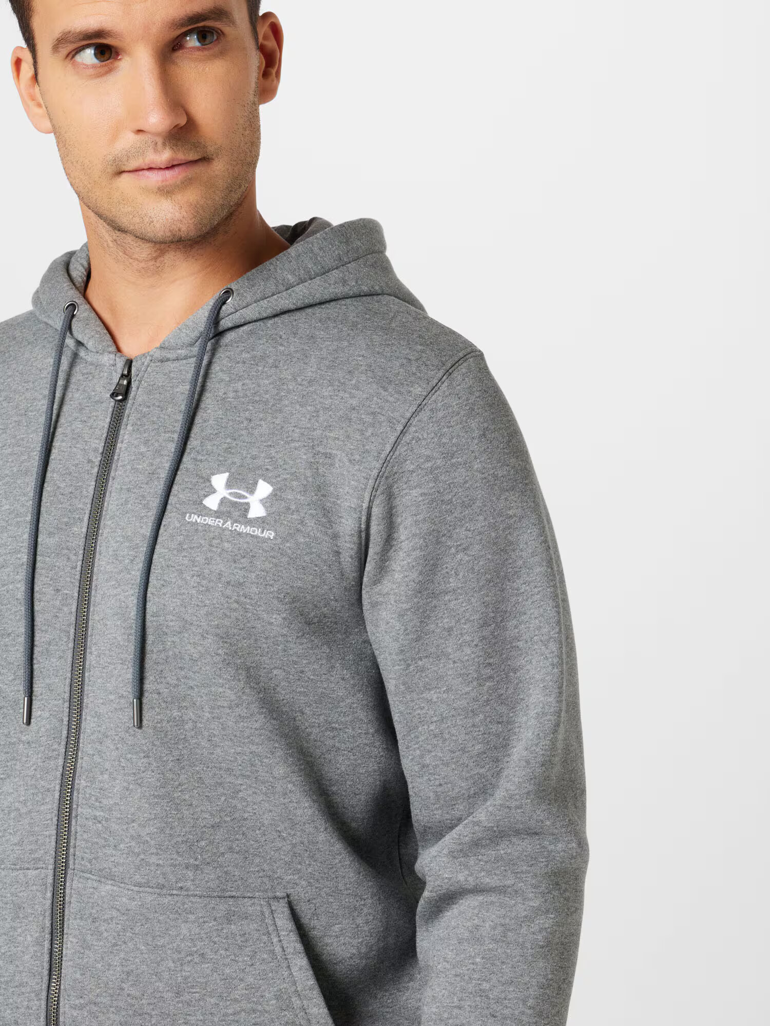 UNDER ARMOUR Športová mikina so zipsom sivá / biela - Pepit.sk