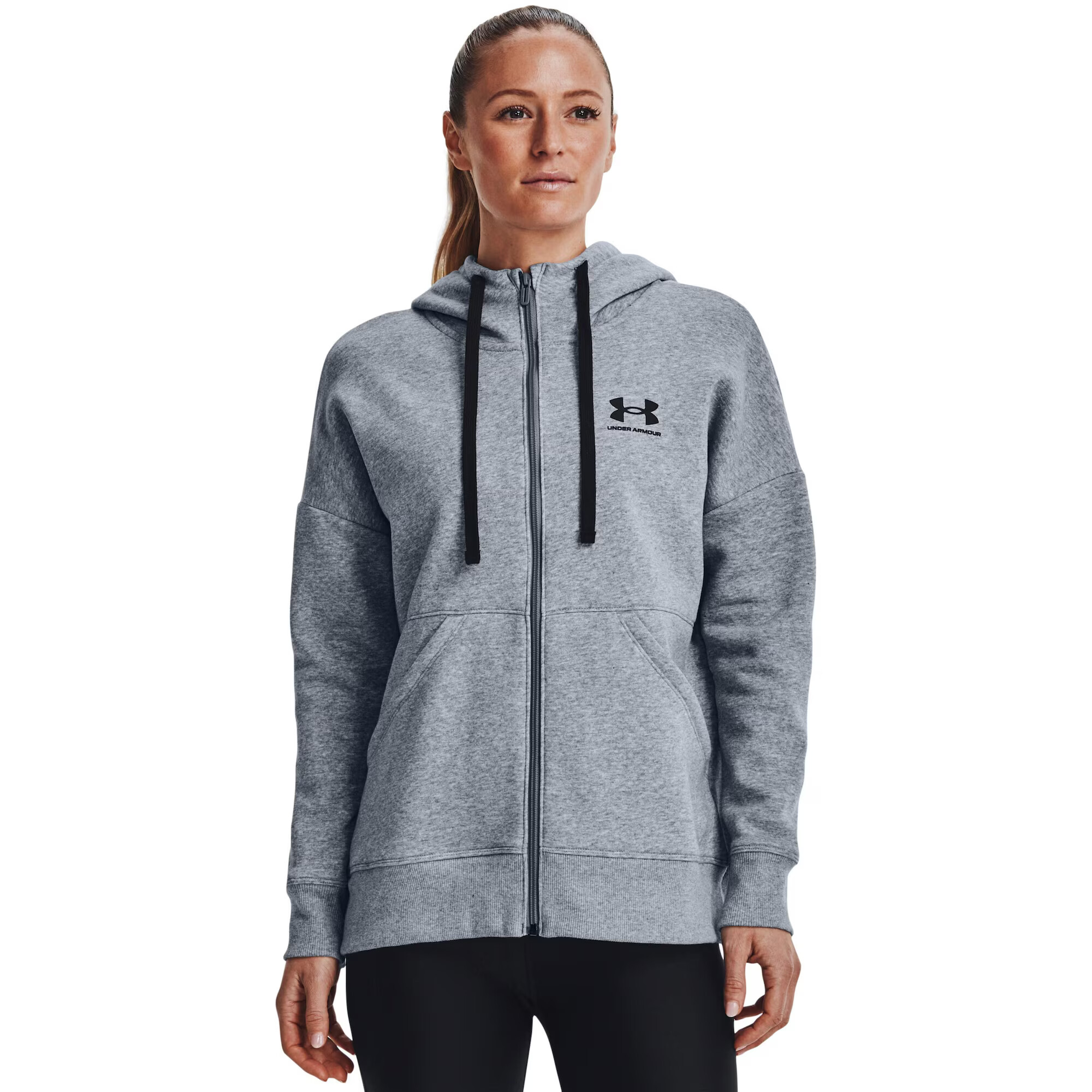 UNDER ARMOUR Športová mikina so zipsom sivá melírovaná / čierna - Pepit.sk