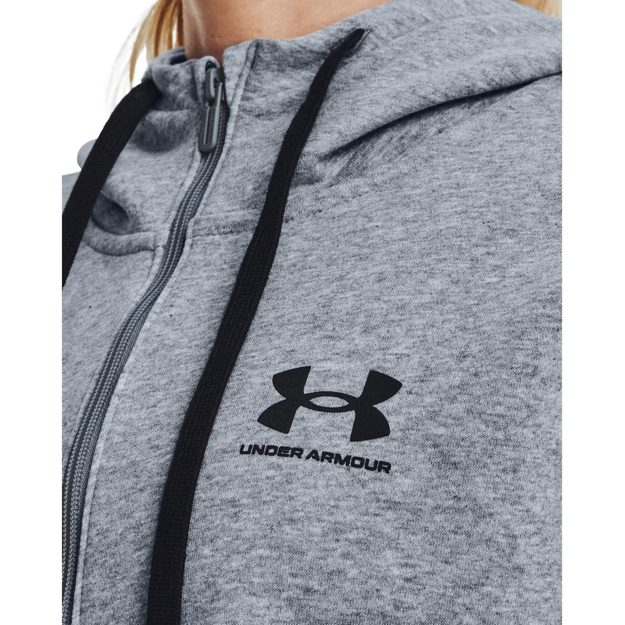 UNDER ARMOUR Športová mikina so zipsom sivá melírovaná / čierna - Pepit.sk