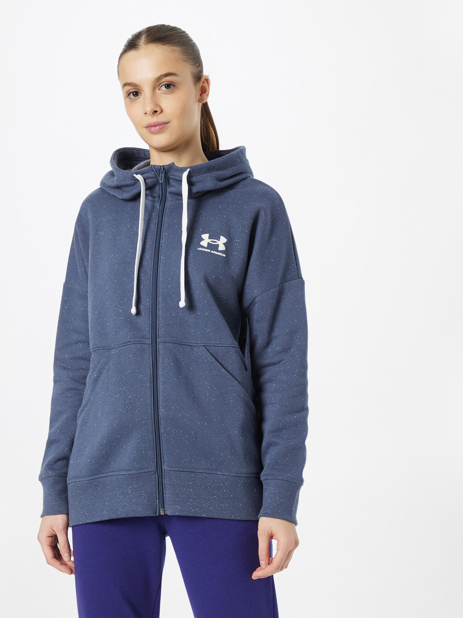 UNDER ARMOUR Športová mikina so zipsom tmavosivá / biela - Pepit.sk