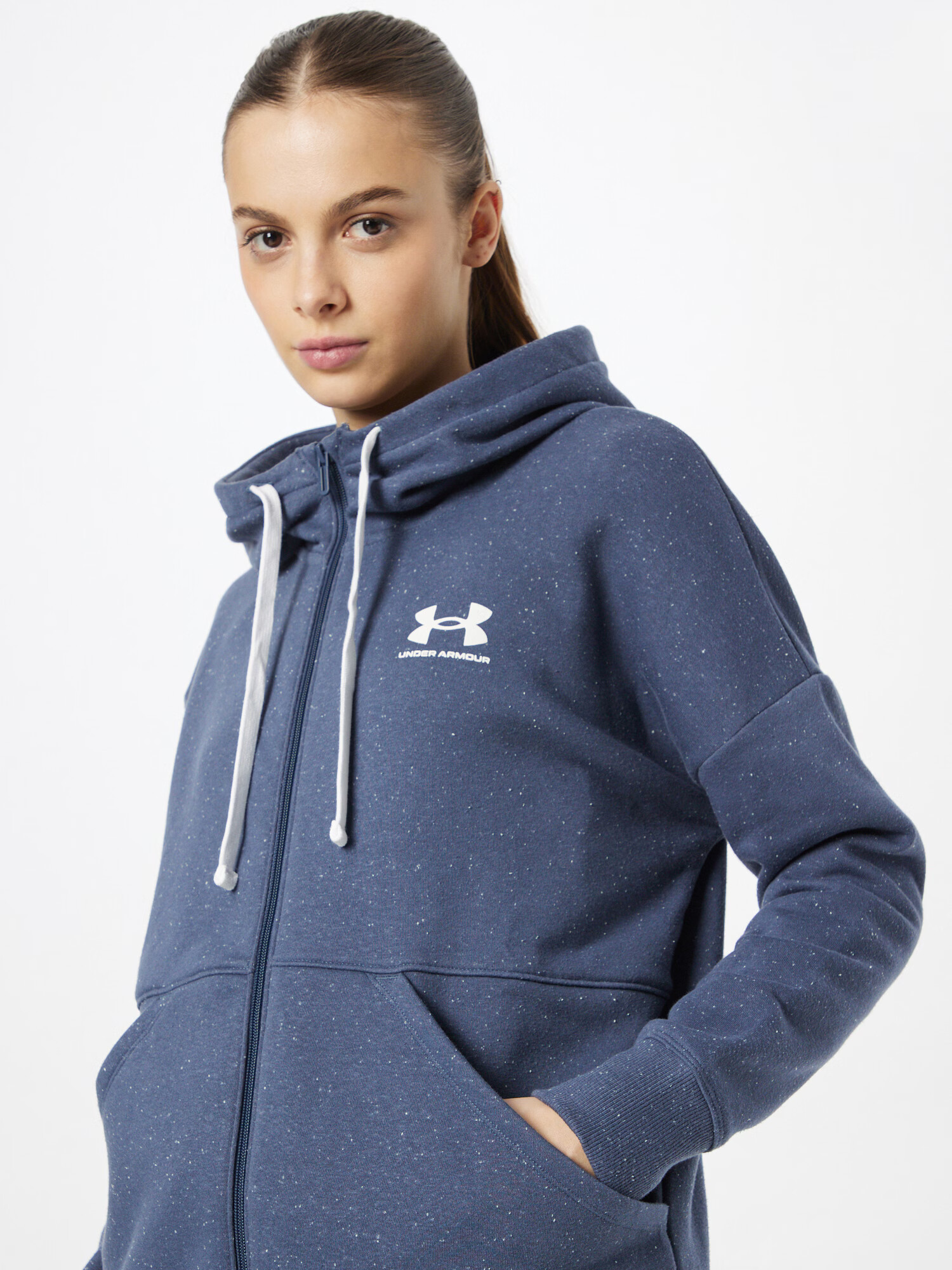 UNDER ARMOUR Športová mikina so zipsom tmavosivá / biela - Pepit.sk