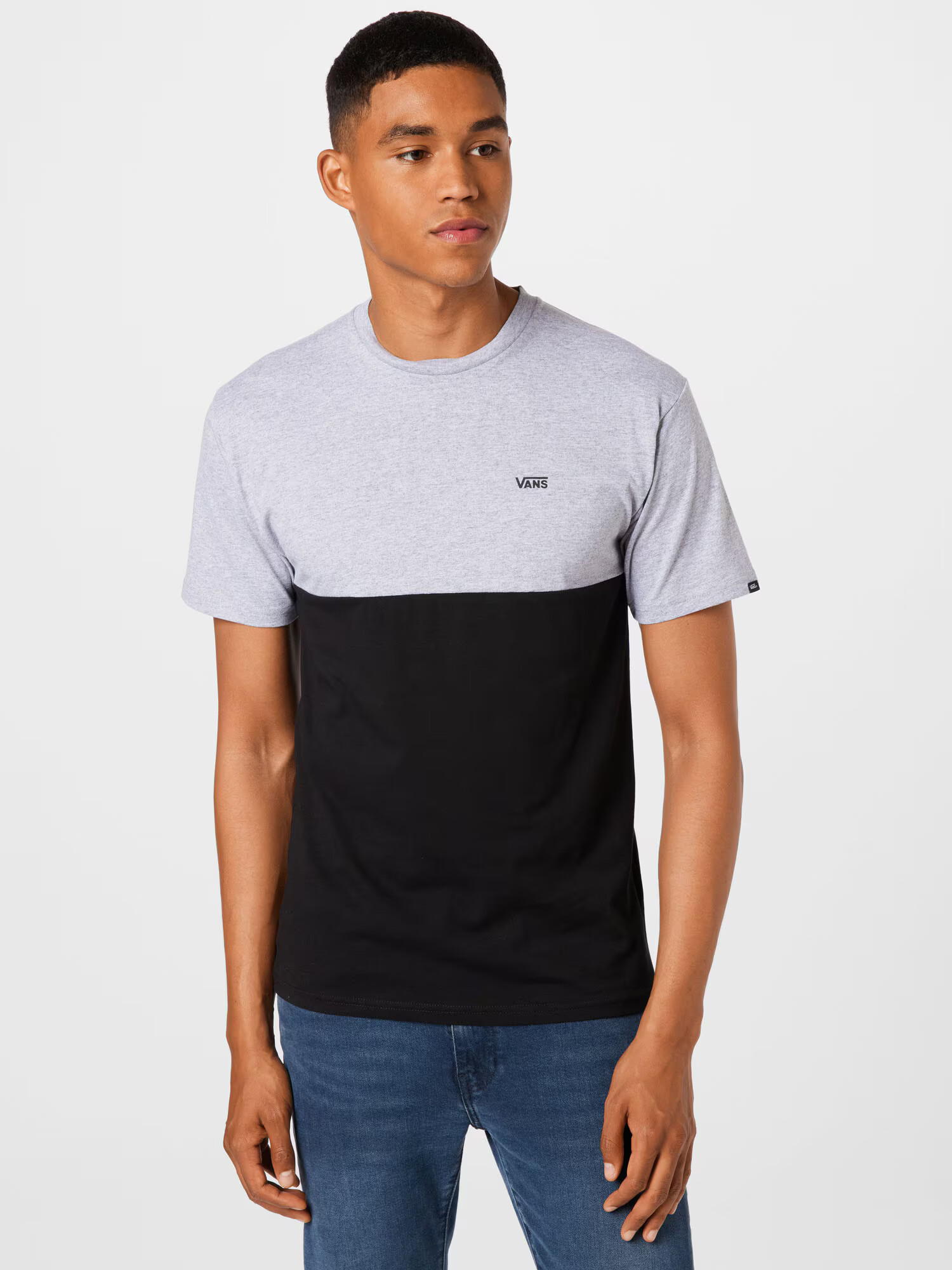 VANS Tričko 'MN COLORBLOCK TEE' sivá melírovaná / čierna - Pepit.sk