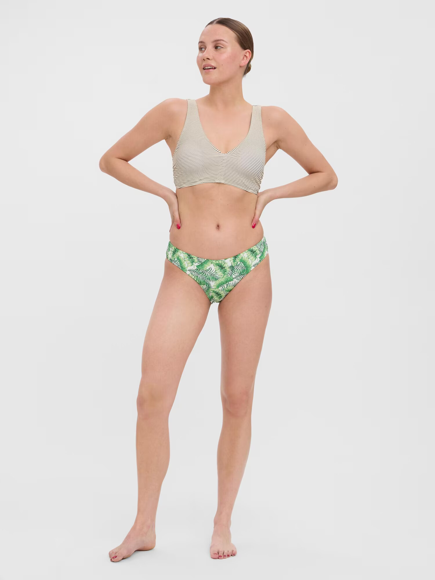 VERO MODA Bikinový top 'Vivi' béžová / tmavomodrá - Pepit.sk