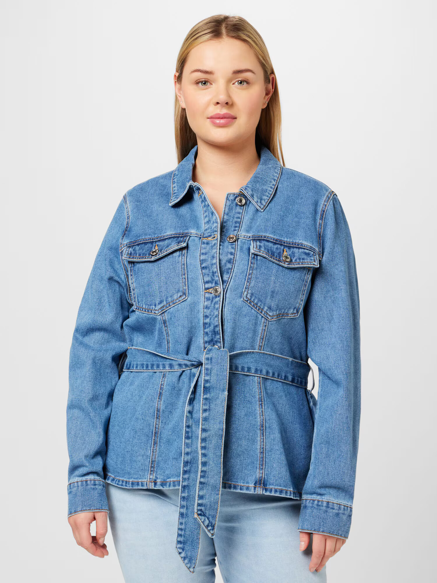 Vero Moda Curve Prechodná bunda 'LARA' modrá denim - Pepit.sk