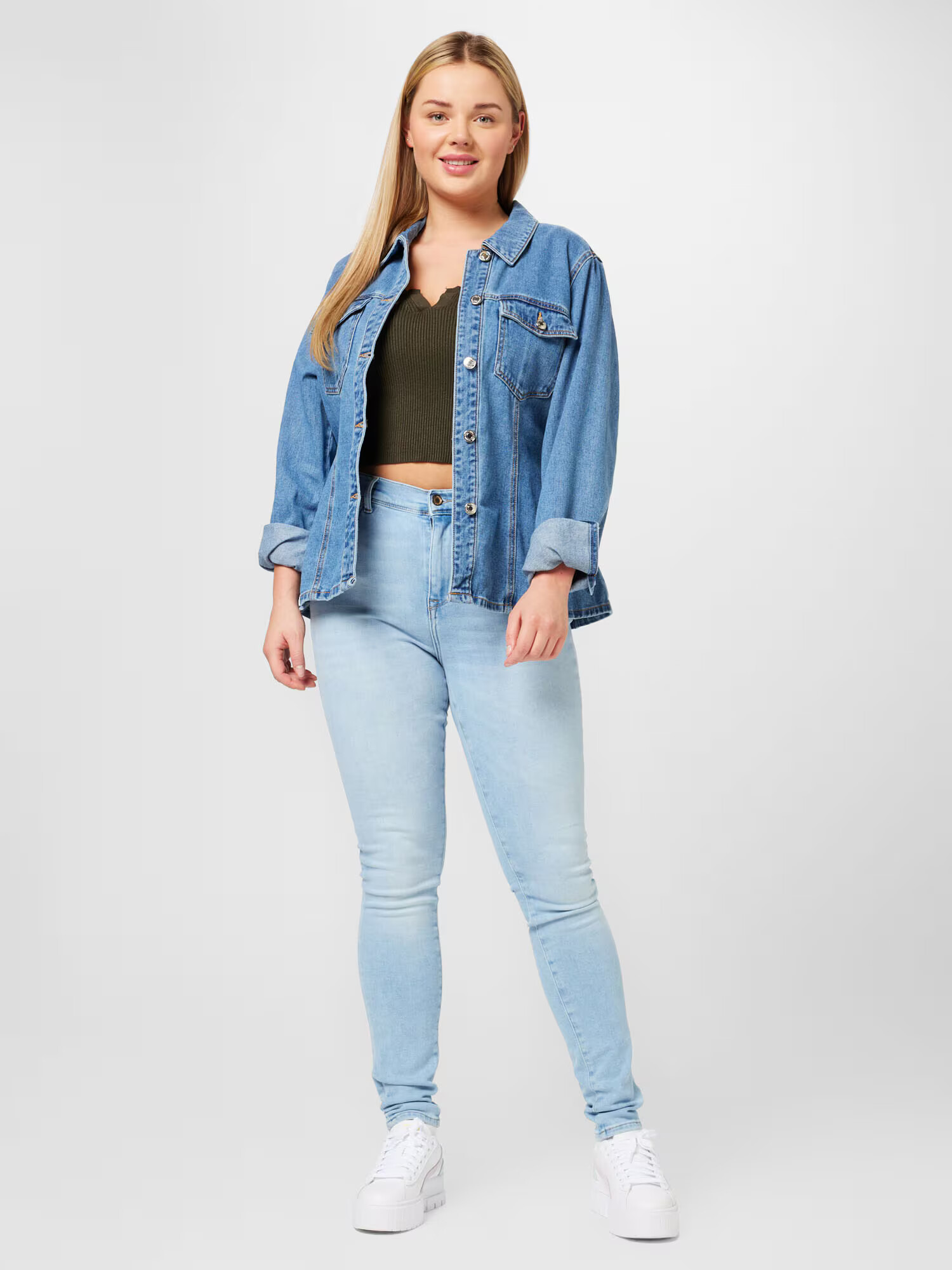 Vero Moda Curve Prechodná bunda 'LARA' modrá denim - Pepit.sk