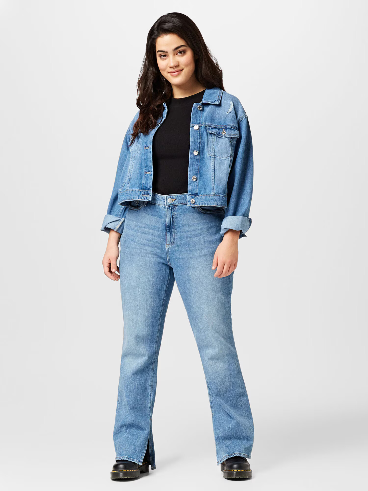 Vero Moda Curve Prechodná bunda 'RUE' modrá denim - Pepit.sk