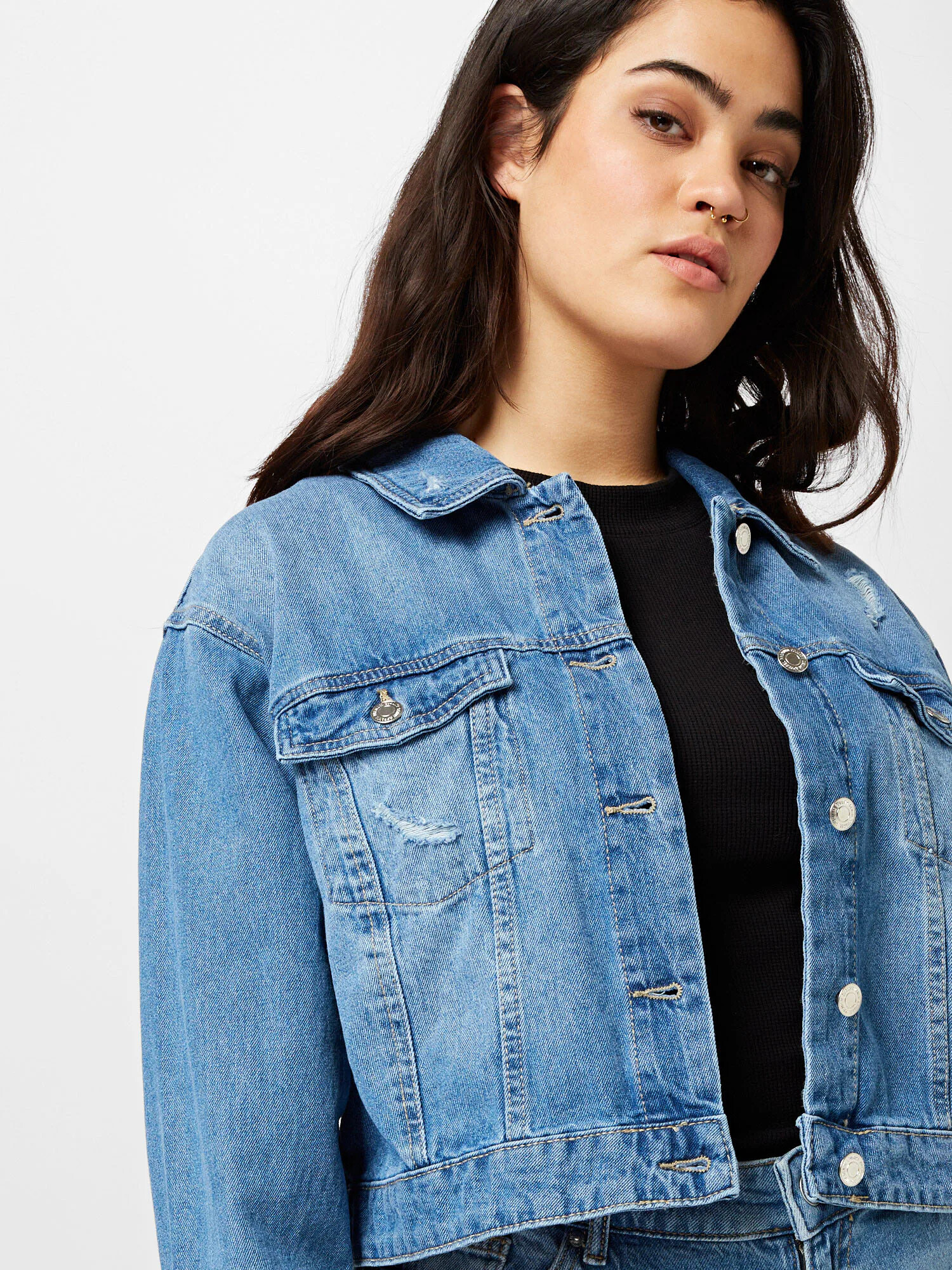 Vero Moda Curve Prechodná bunda 'RUE' modrá denim - Pepit.sk