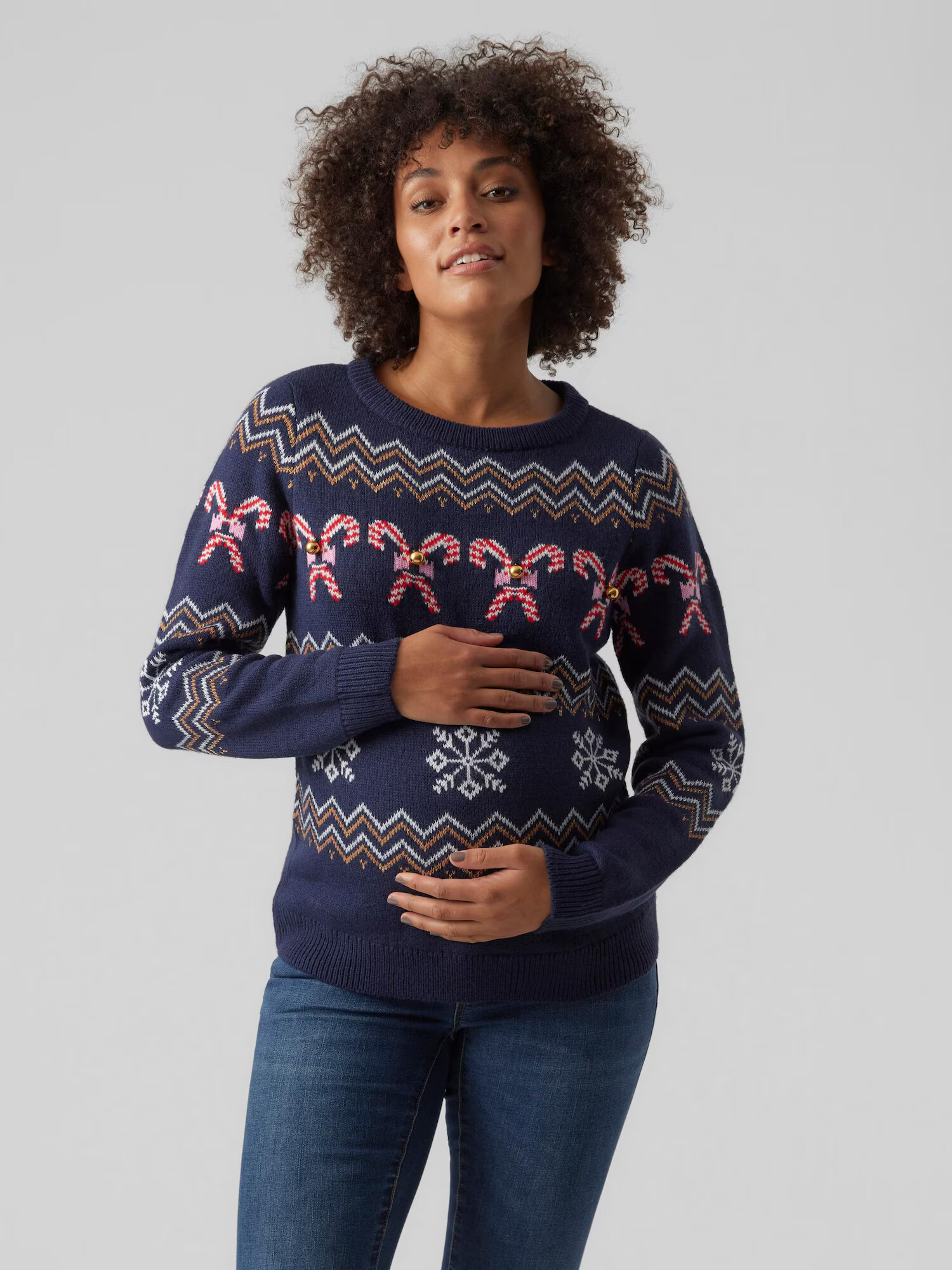 Vero Moda Maternity Sveter 'CANDYCANE' námornícka modrá / pueblo / červená / biela - Pepit.sk