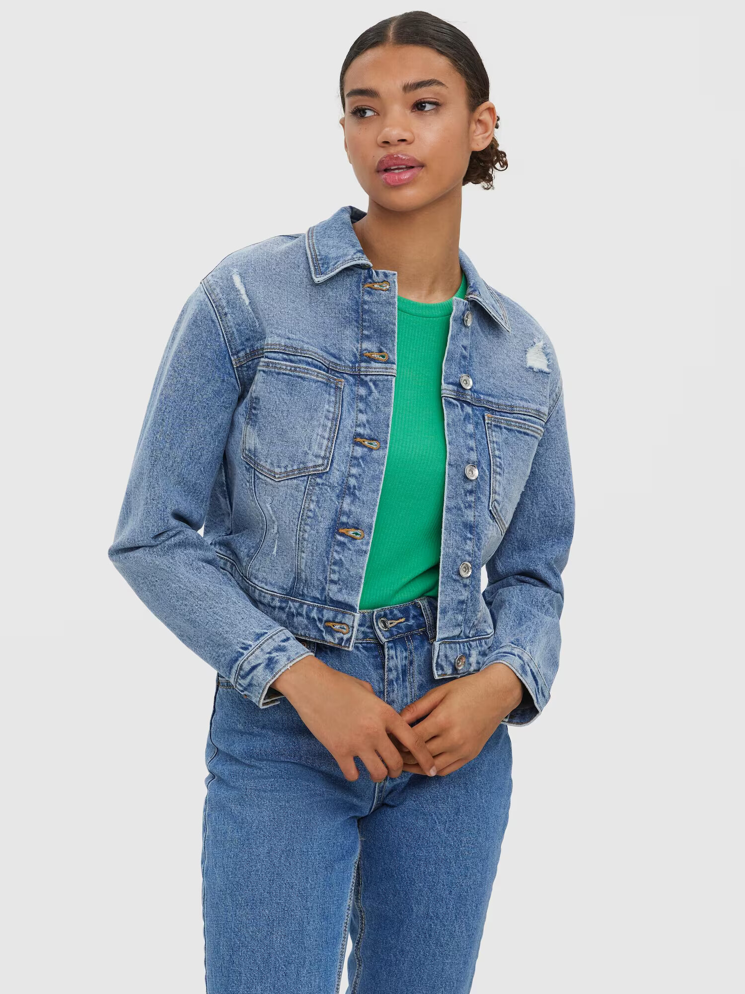 VERO MODA Prechodná bunda 'Brenda' modrá denim - Pepit.sk