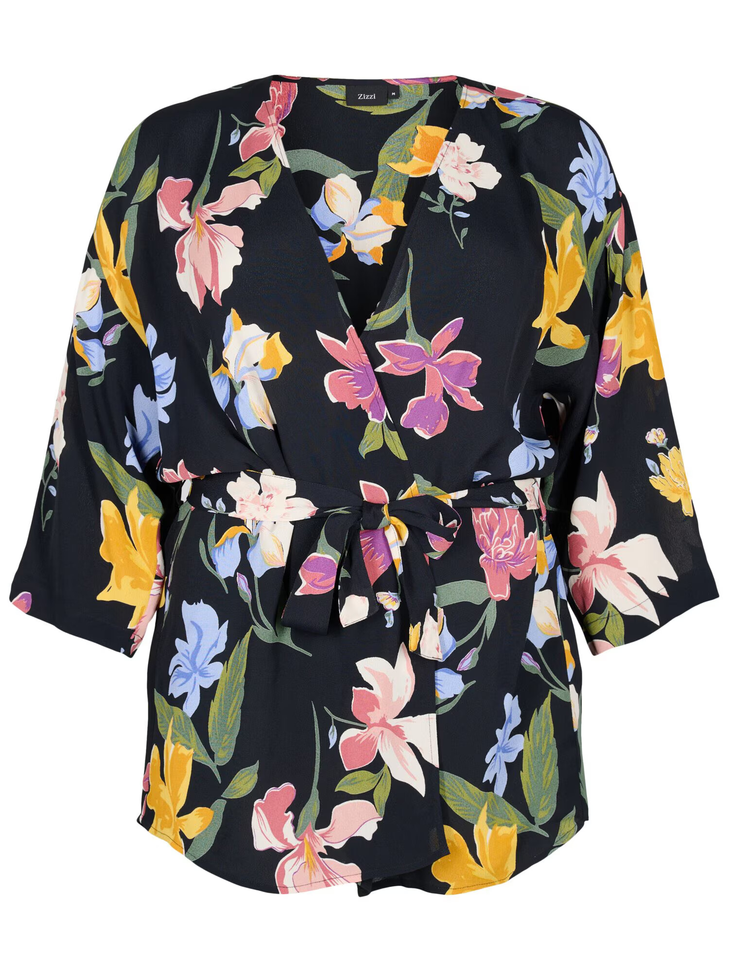 Zizzi Kimono 'CORRINE' svetlomodrá / žltá / orchideová / čierna - Pepit.sk