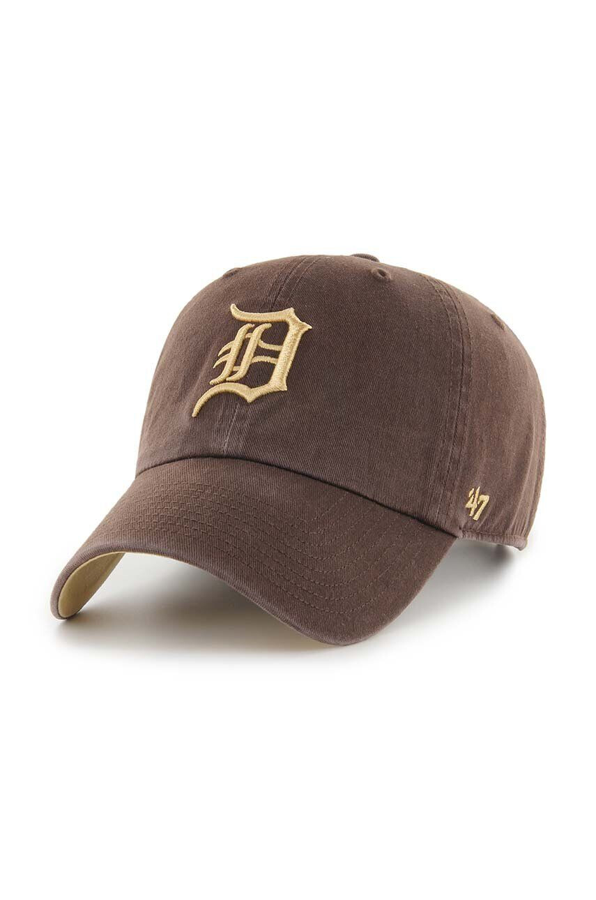 47brand Bavlnená šiltovka MLB Detroit Tigers hnedá farba s nášivkou - Pepit.sk