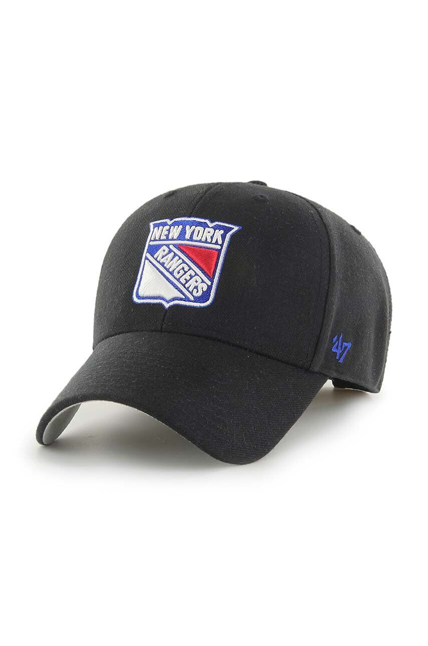 47brand Bavlnená šiltovka NHL New York Rangers čierna farba s nášivkou - Pepit.sk