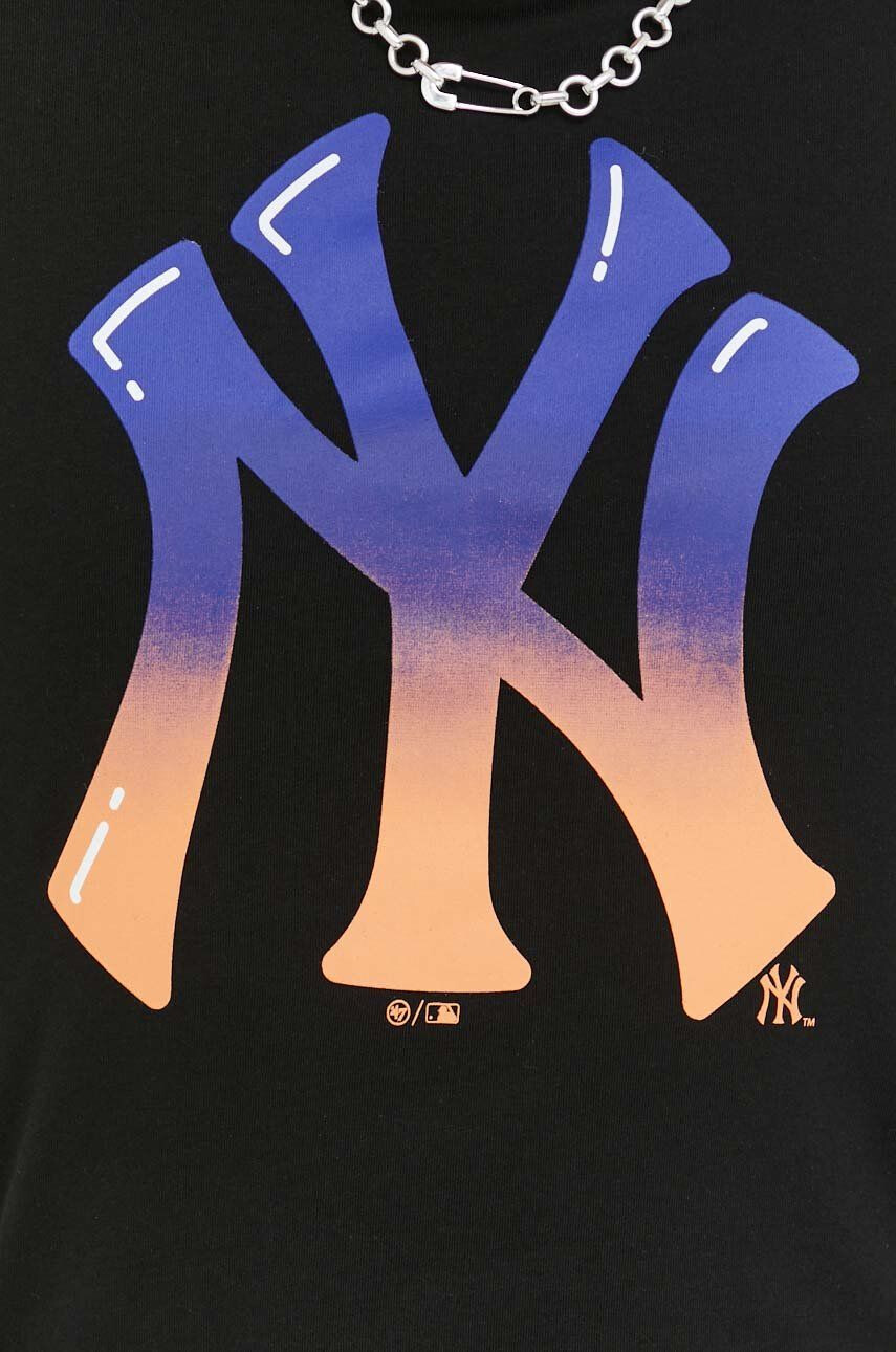 47brand Bavlnené tričko Mlb New York Yankees čierna farba s potlačou - Pepit.sk