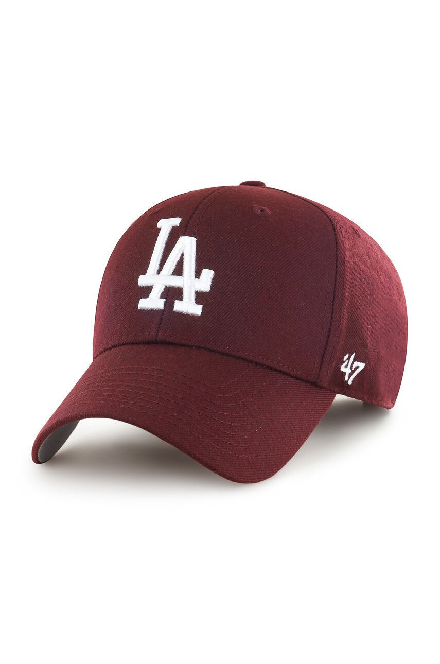 47brand Čiapka MLB Los Angeles Dodgers červená farba s nášivkou - Pepit.sk