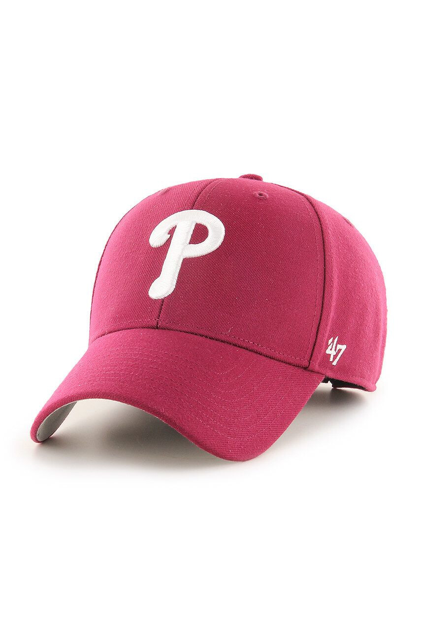 47brand Čiapka MLB Philadelphia Phillies červená farba s nášivkou - Pepit.sk