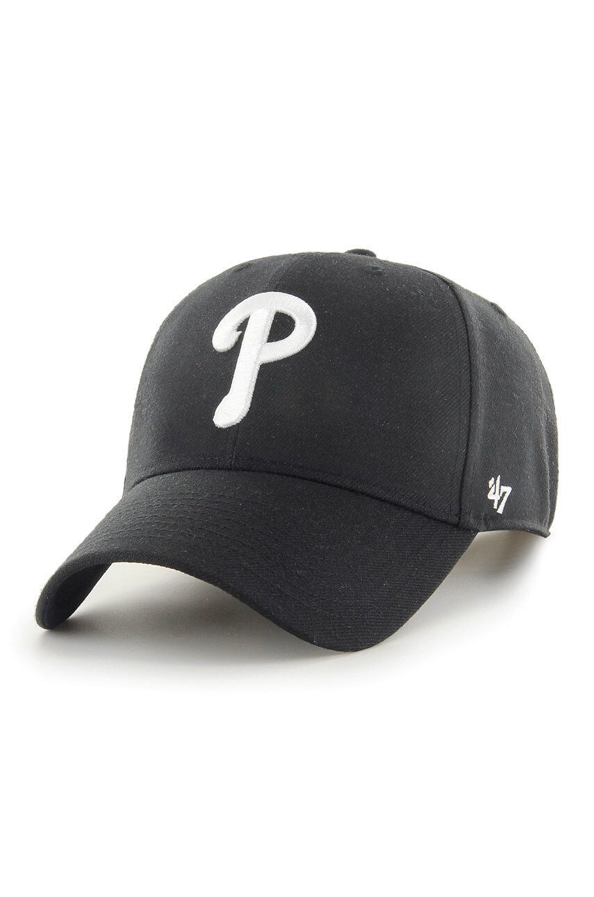 47brand Čiapka MLB Philadelphia Phillies čierna farba s nášivkou - Pepit.sk