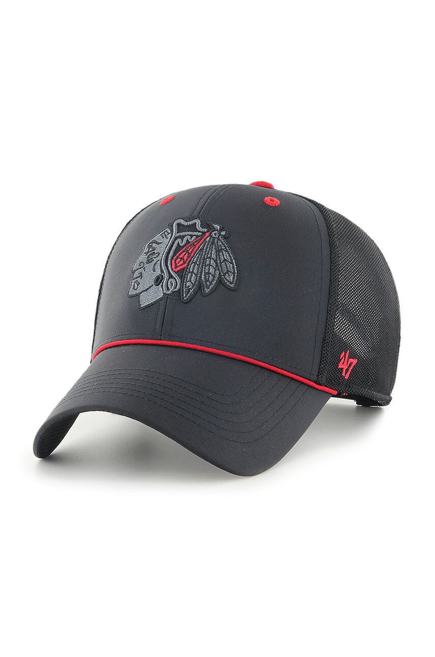 47brand Čiapka Chicago Blackhawks čierna farba s nášivkou - Pepit.sk