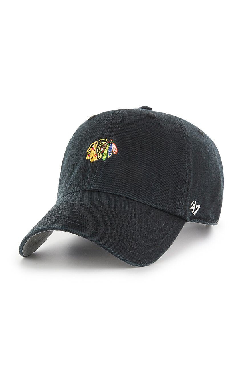 47brand Čiapka Chicago Blackhawks čierna farba s nášivkou - Pepit.sk