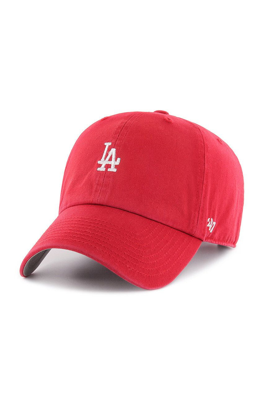 47brand Čiapka Los Angeles Dodgers červená farba s nášivkou - Pepit.sk