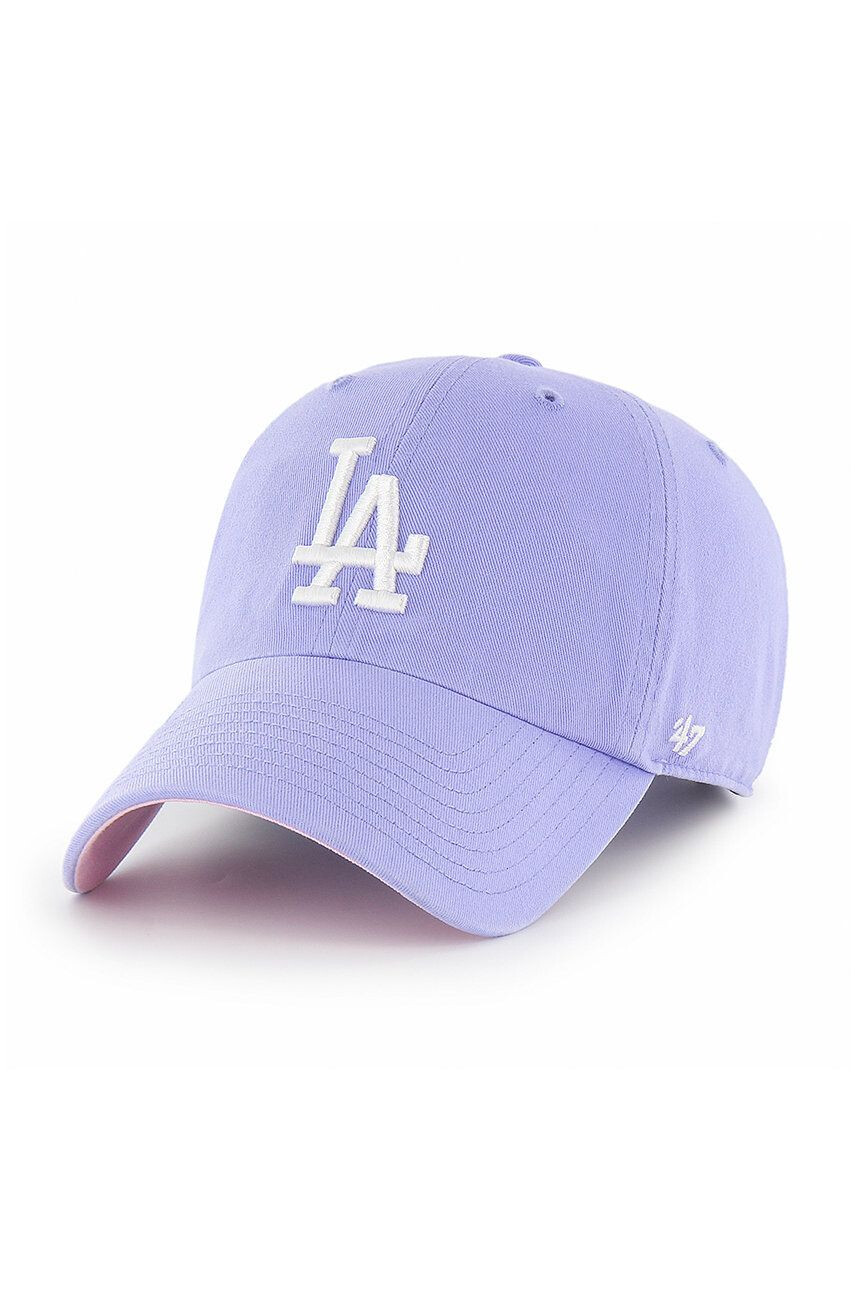 47brand Čiapka Los Angeles Dodgers fialová farba s nášivkou - Pepit.sk