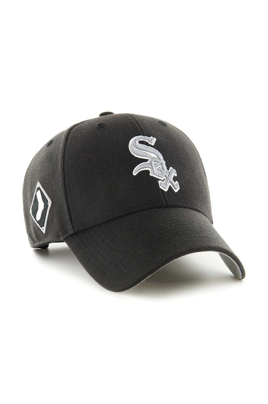 47brand Čiapka s prímesou vlny MLB Chicago White Sox čierna farba s nášivkou - Pepit.sk