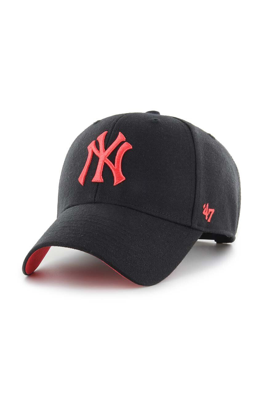 47brand Šiltovka s prímesou vlny MLB New York Yankees čierna farba s nášivkou - Pepit.sk