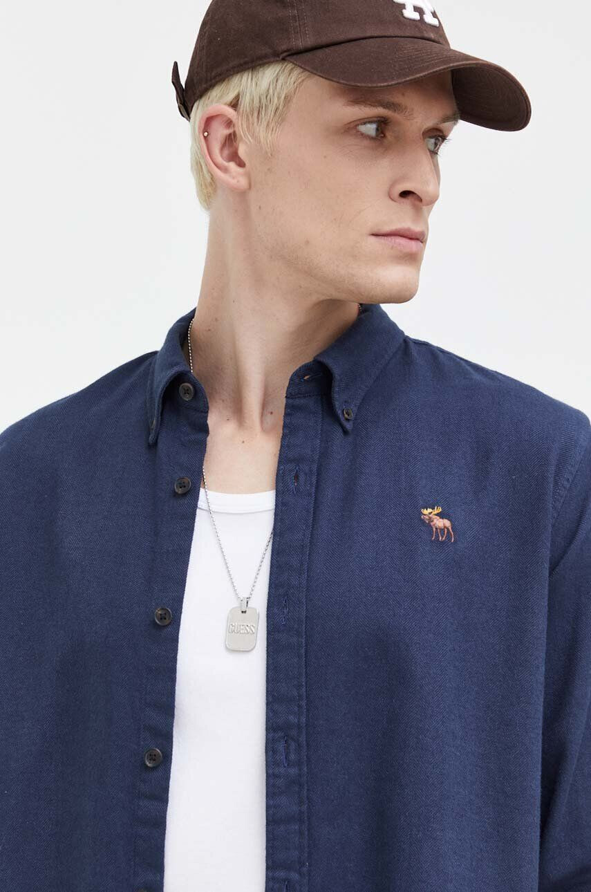 Abercrombie & Fitch Bavlnená košeľa pánska tmavomodrá farba regular s golierom button-down - Pepit.sk