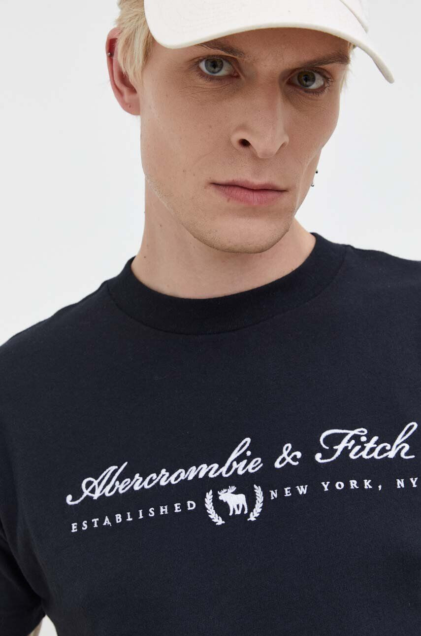 Abercrombie & Fitch Bavlnené tričko čierna farba jednofarebné - Pepit.sk