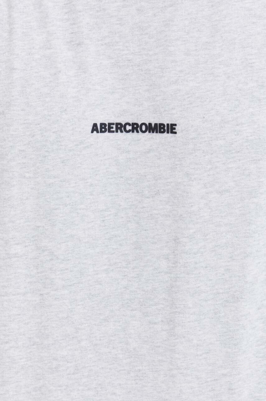 Abercrombie & Fitch Bavlnené tričko šedá farba s potlačou - Pepit.sk