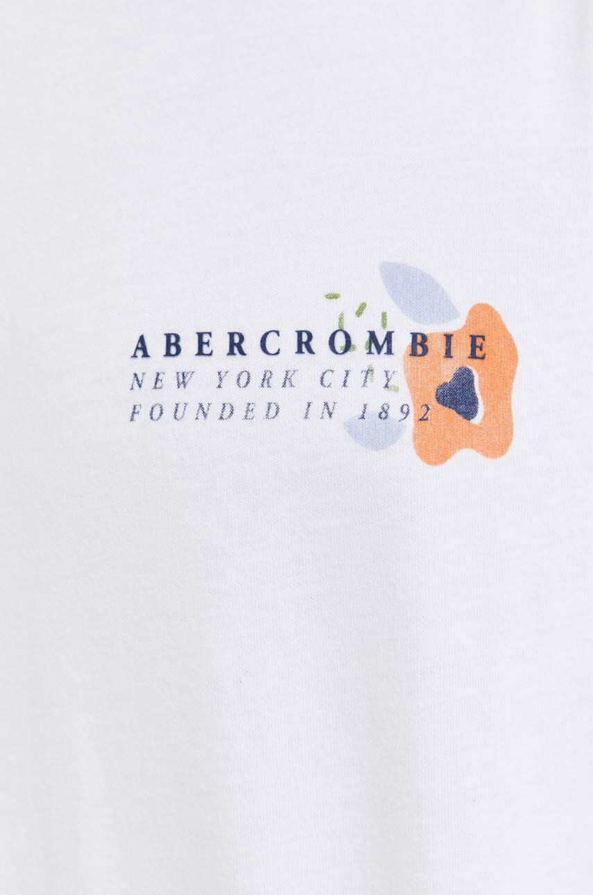 Abercrombie & Fitch Bavlnené tričko s dlhým rukávom biela farba s potlačou - Pepit.sk