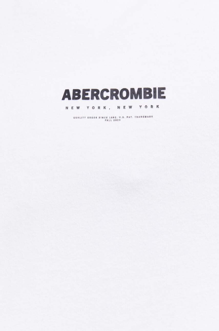 Abercrombie & Fitch Bavlnené tričko s dlhým rukávom biela farba s potlačou - Pepit.sk