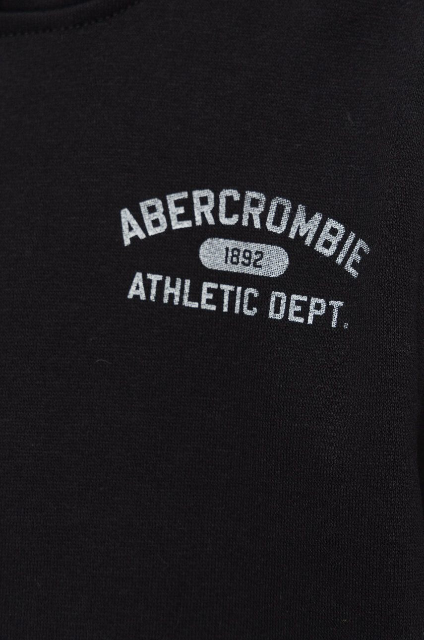 Abercrombie & Fitch Detská mikina čierna farba s kapucňou jednofarebná - Pepit.sk