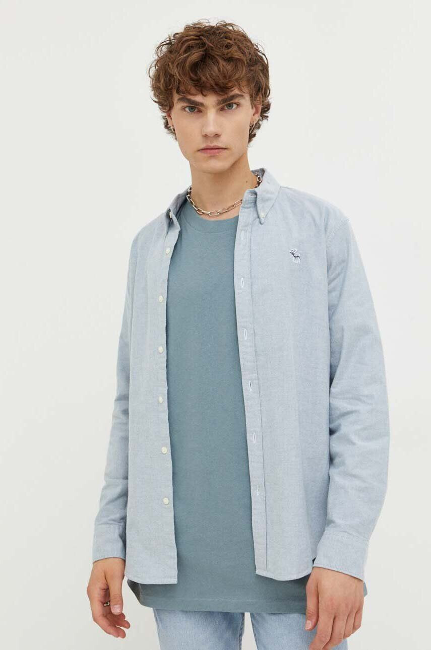 Abercrombie & Fitch Košeľa pánska zelená farba regular s golierom button-down - Pepit.sk