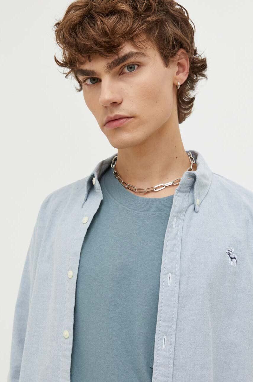 Abercrombie & Fitch Košeľa pánska zelená farba regular s golierom button-down - Pepit.sk