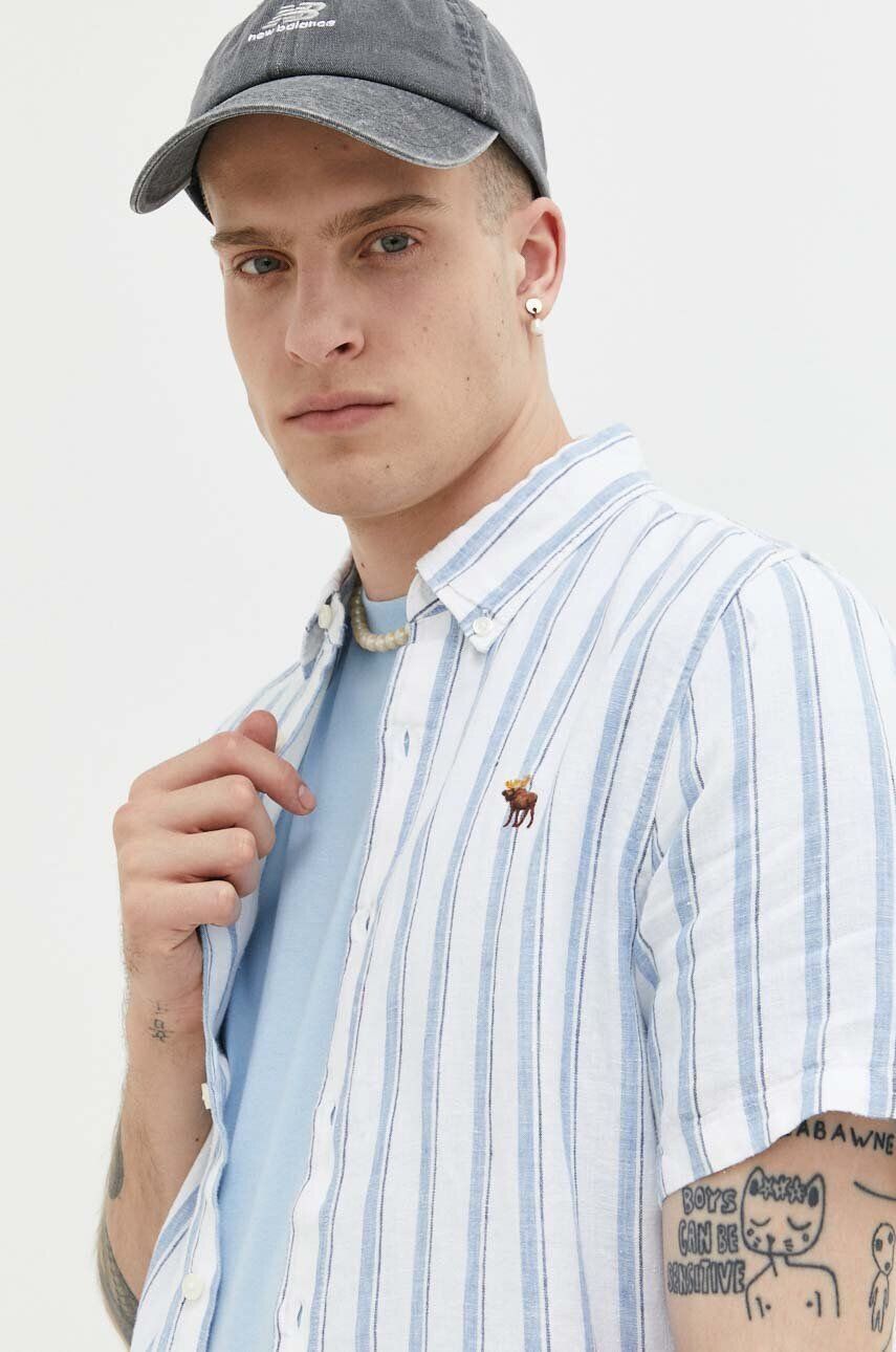 Abercrombie & Fitch Ľanová košeľa regular s golierom button-down - Pepit.sk