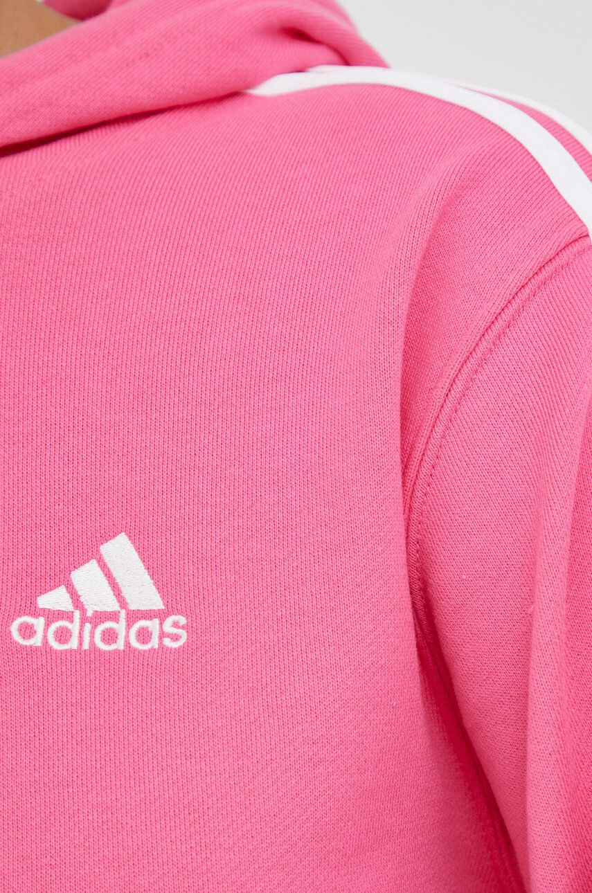 adidas Bavlnená mikina dámska ružová farba s kapucňou s nášivkou - Pepit.sk