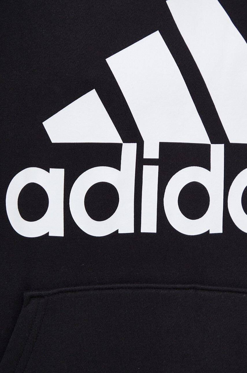 adidas Bavlnená mikina dámska čierna farba s kapucňou s potlačou - Pepit.sk