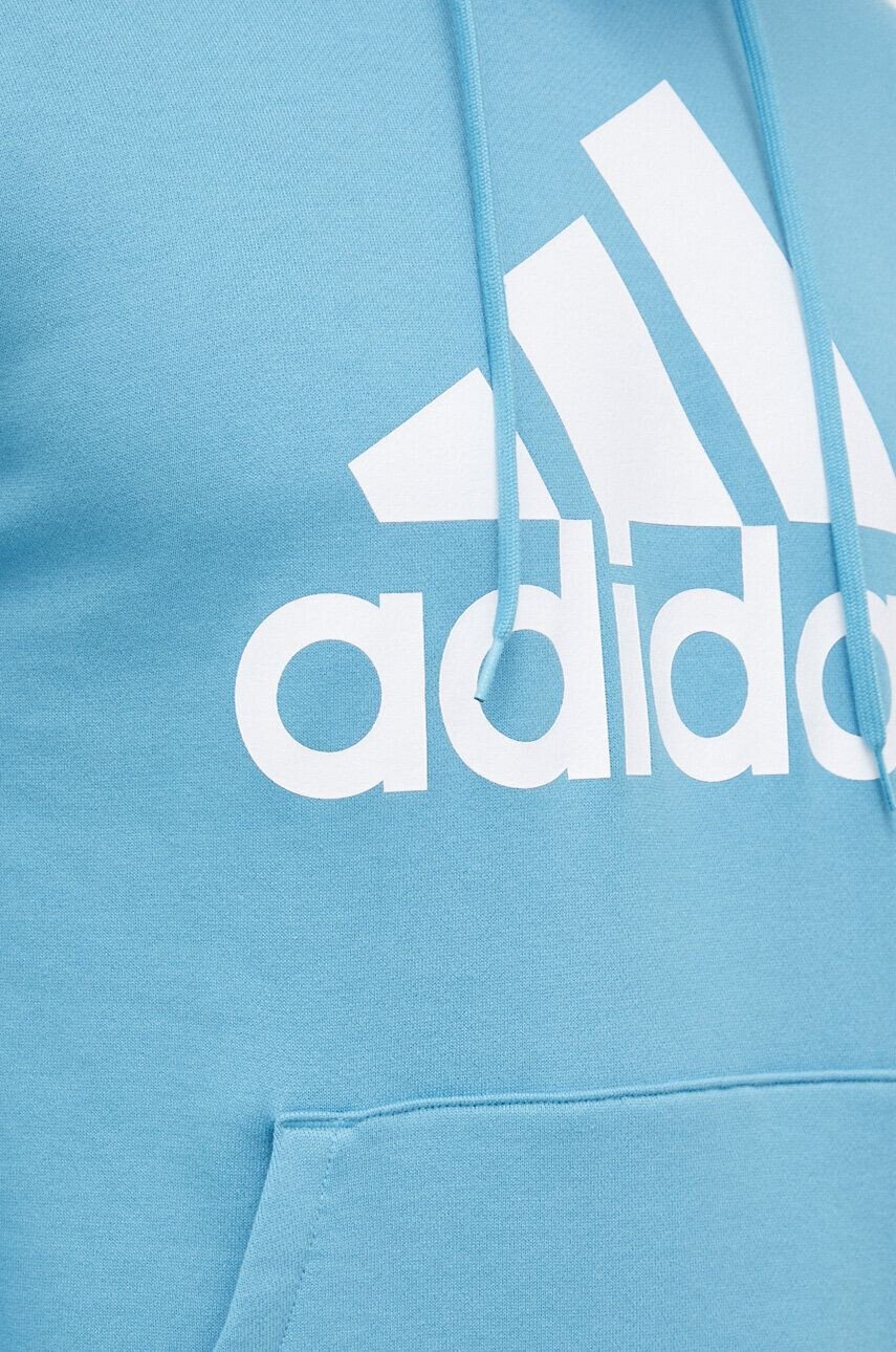 adidas Bavlnená mikina pánska tyrkysová farba s kapucňou s potlačou - Pepit.sk