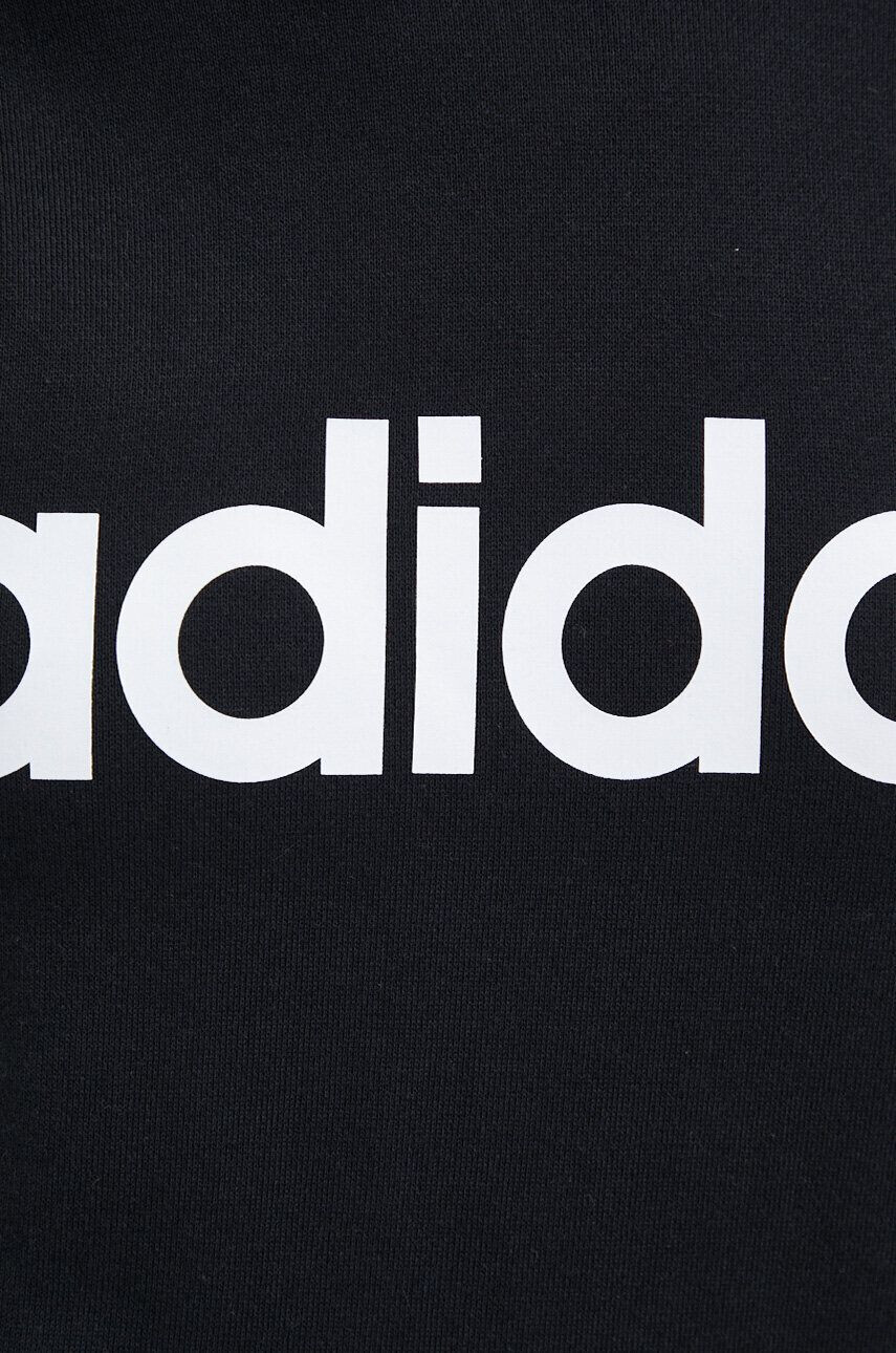 adidas Bavlnená mikina dámska čierna farba s kapucňou vzorovaná - Pepit.sk