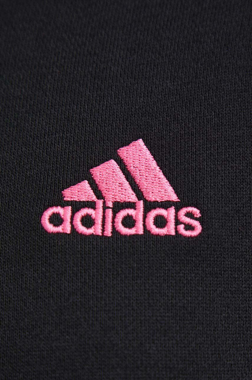 adidas Bavlnená mikina dámska čierna farba s kapucňou jednofarebná - Pepit.sk