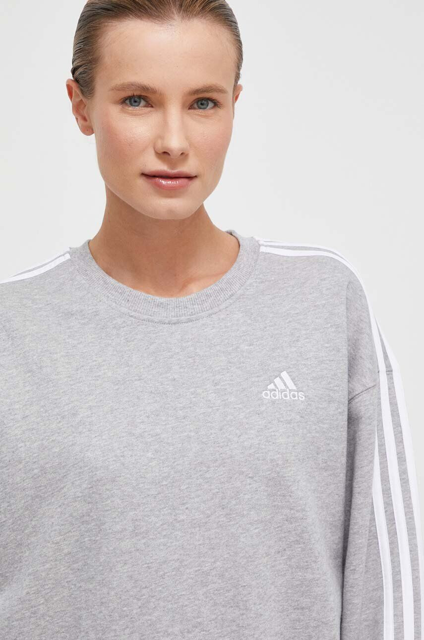 adidas Bavlnená mikina dámska šedá farba s nášivkou - Pepit.sk